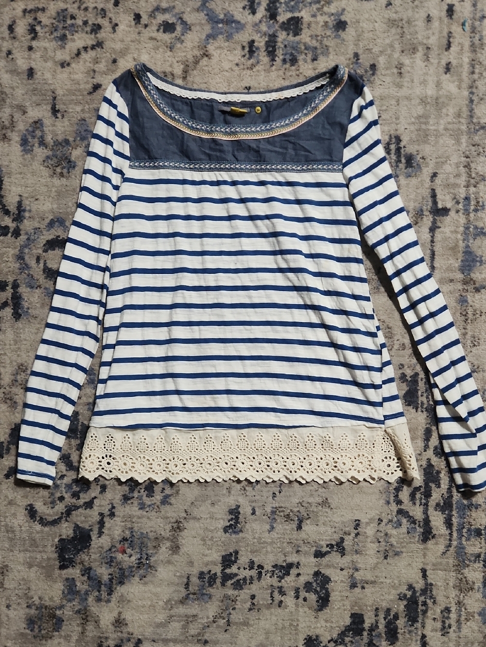 💘 Anthropologie Little Yellow Button Striped Blouse